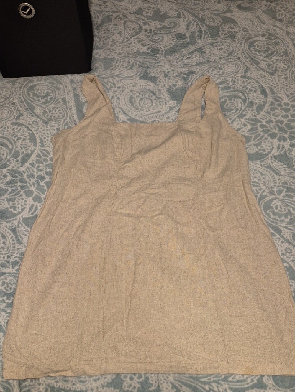 Linen-Blend Cream Dress